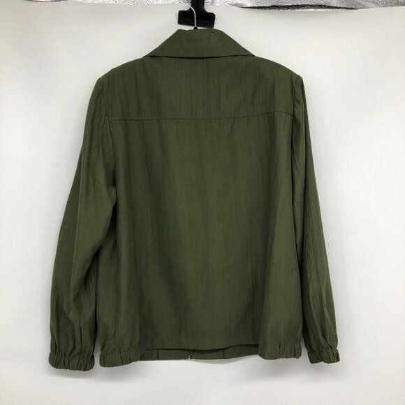 Alia Moss Green Full Zip Up Shirt or Lightweight Jacket size 10 - Picture 2 of 13